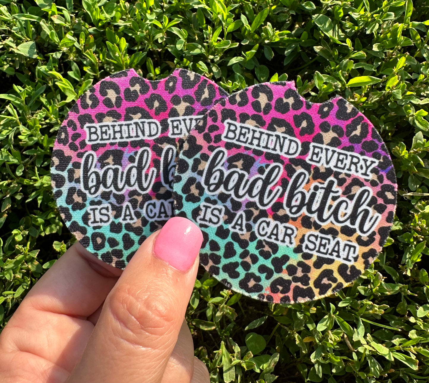 Rainbow Behind Every Bad B Car Coasters