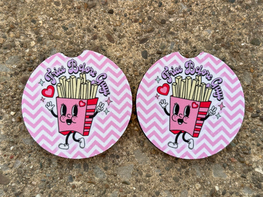 Fries Before Guys Car Coasters