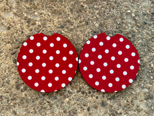 Red Polka Dot Car Coasters