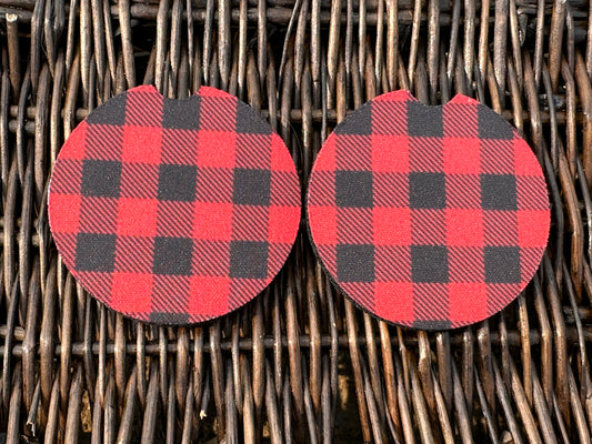 Red Plaid Car Coasters
