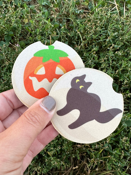 Cat & Pumpkin Sugar Cookie Car Coasters