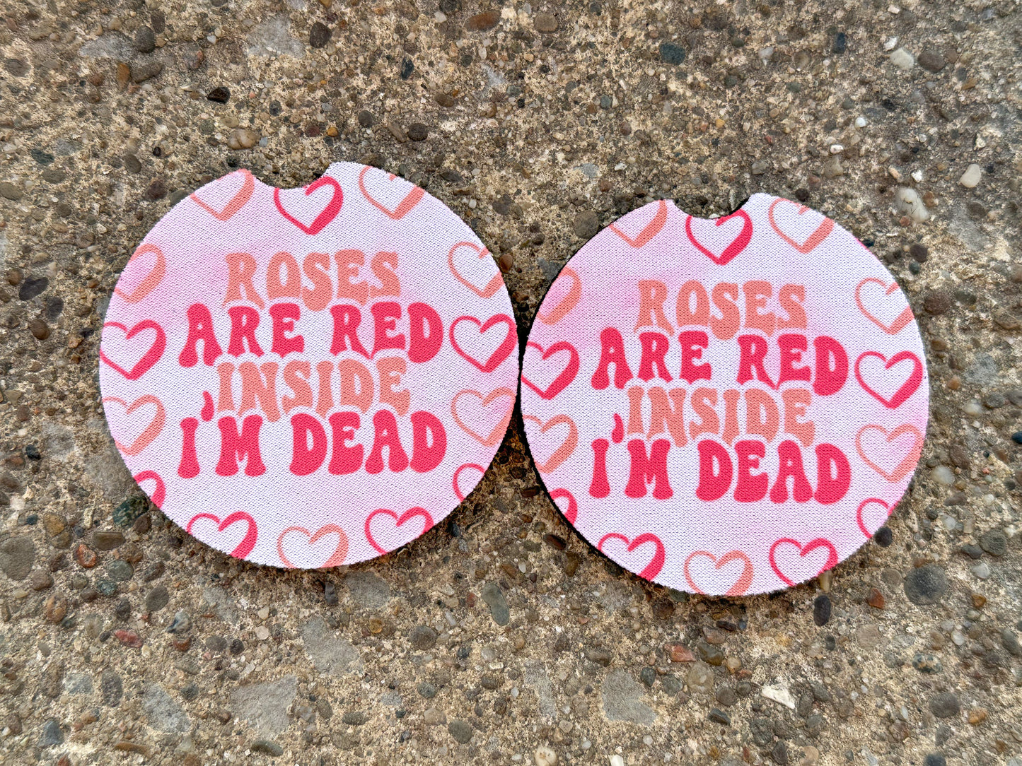 Roses Are Red Inside I’m Dead Car Coasters