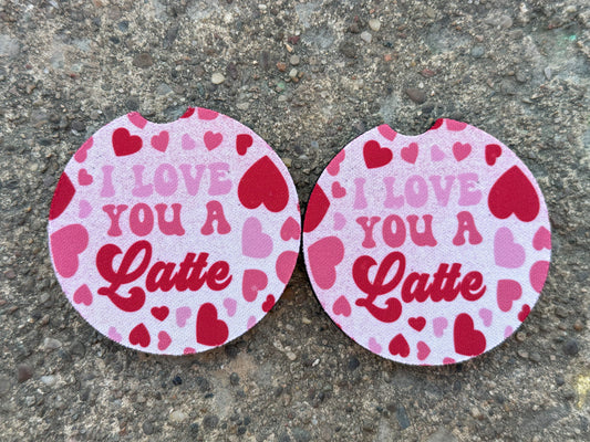 I Love You A Latte Car Coasters