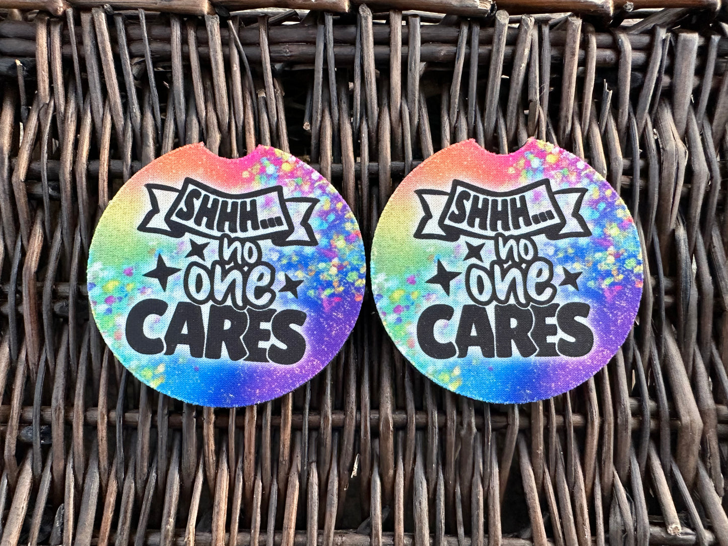 Shh No One Cares Car Coasters