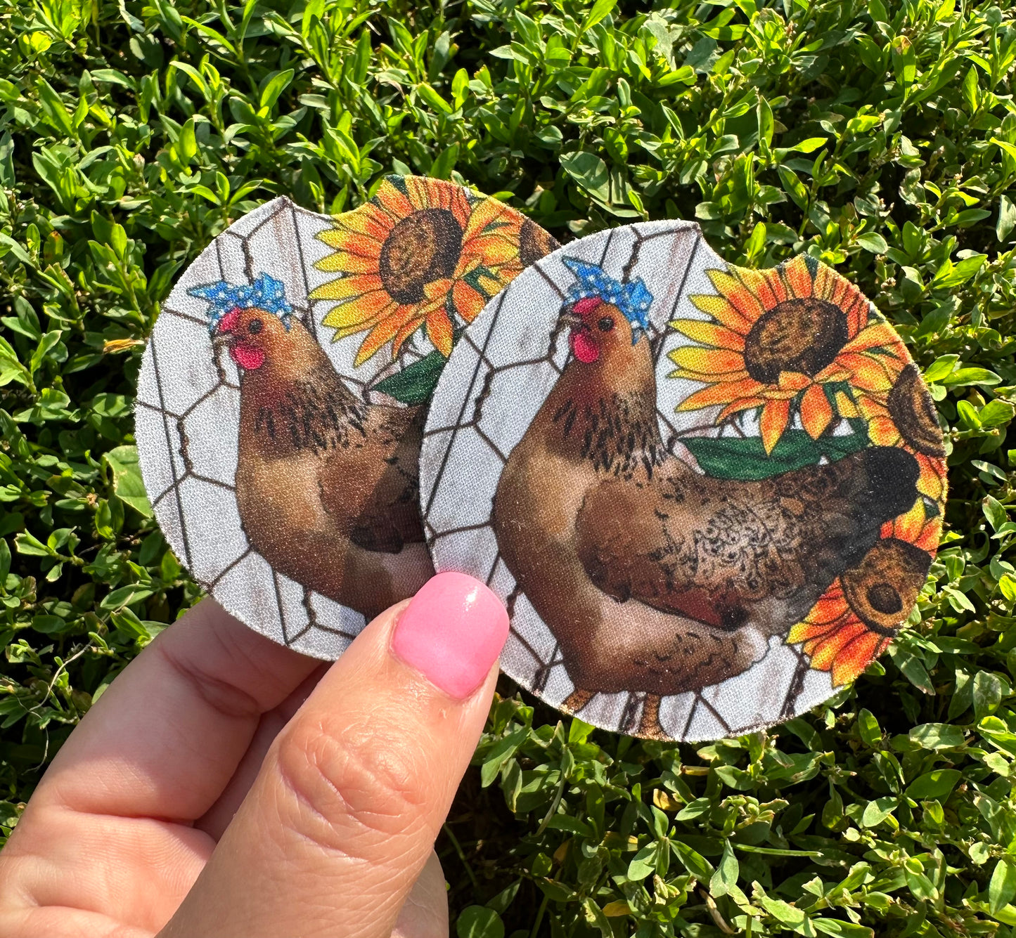 Sunflower Chicken Car Coasters