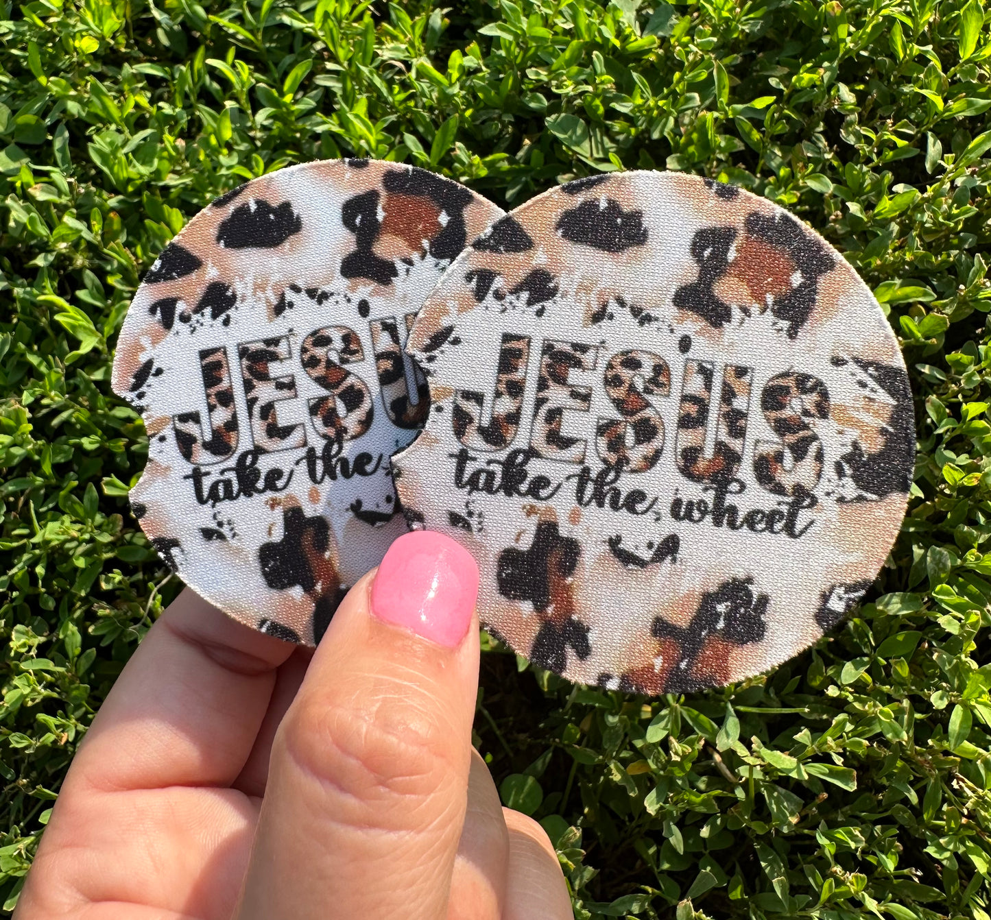 Jesus Take The Wheel Car Coasters