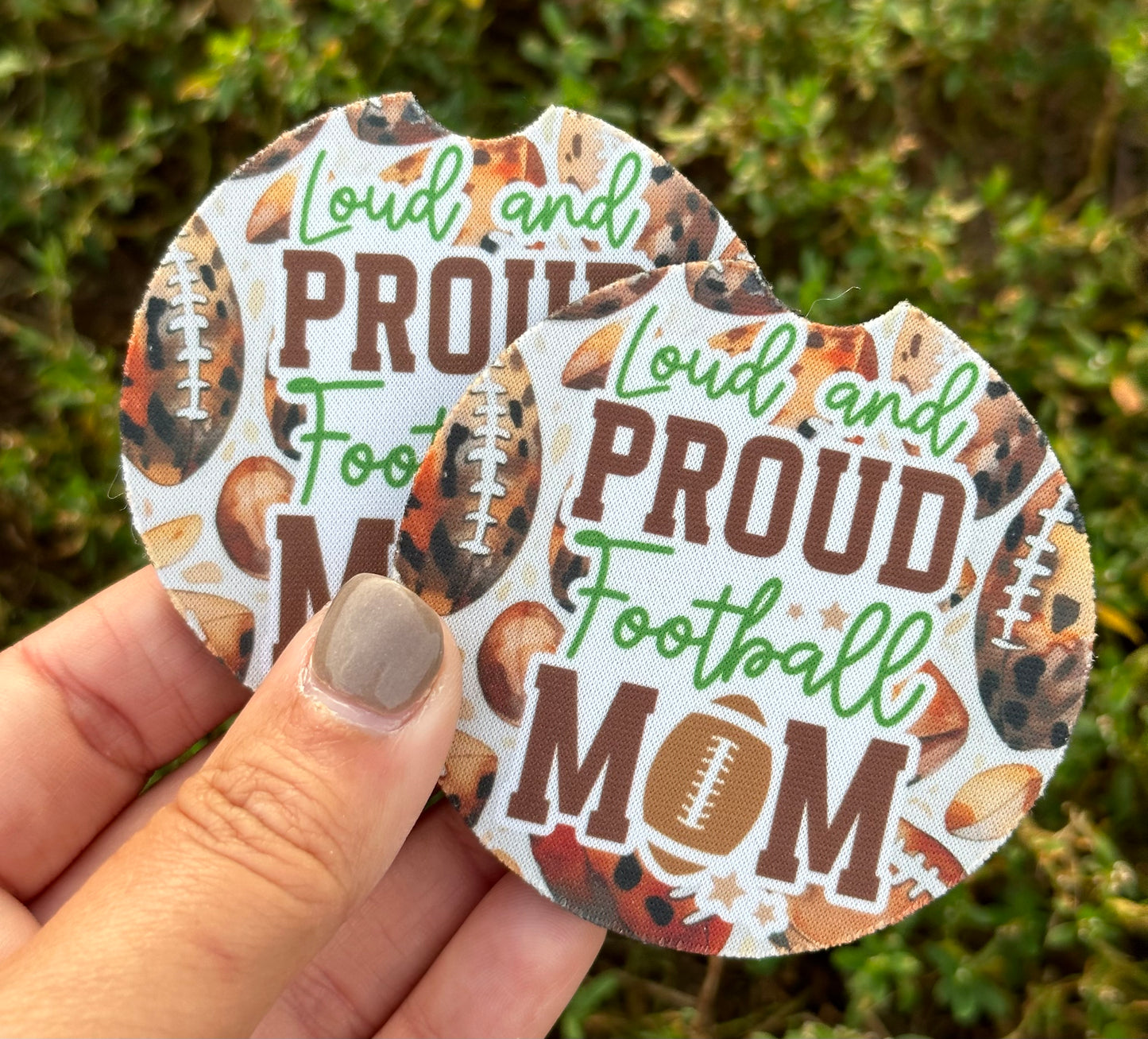Loud & Proud Football Mom Car Coasters