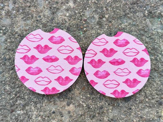 Pink Lips Car Coasters