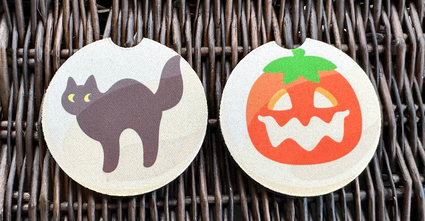 Cat & Pumpkin Sugar Cookie Car Coasters