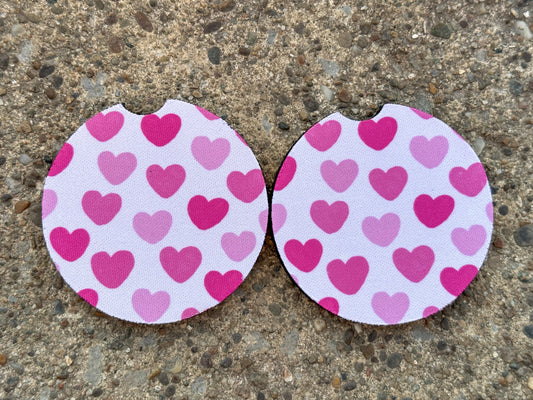 Pink Hearts Car Coasters