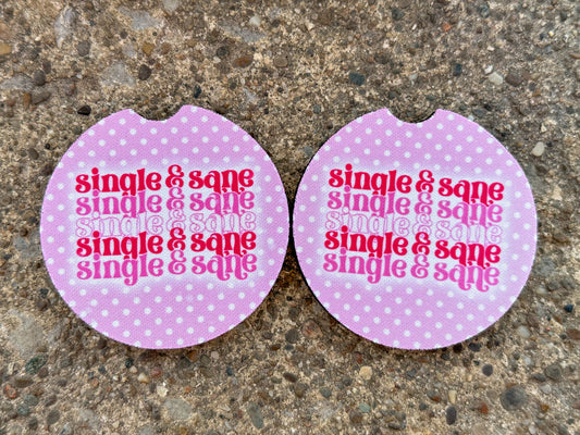 Single & Sane Car Coasters