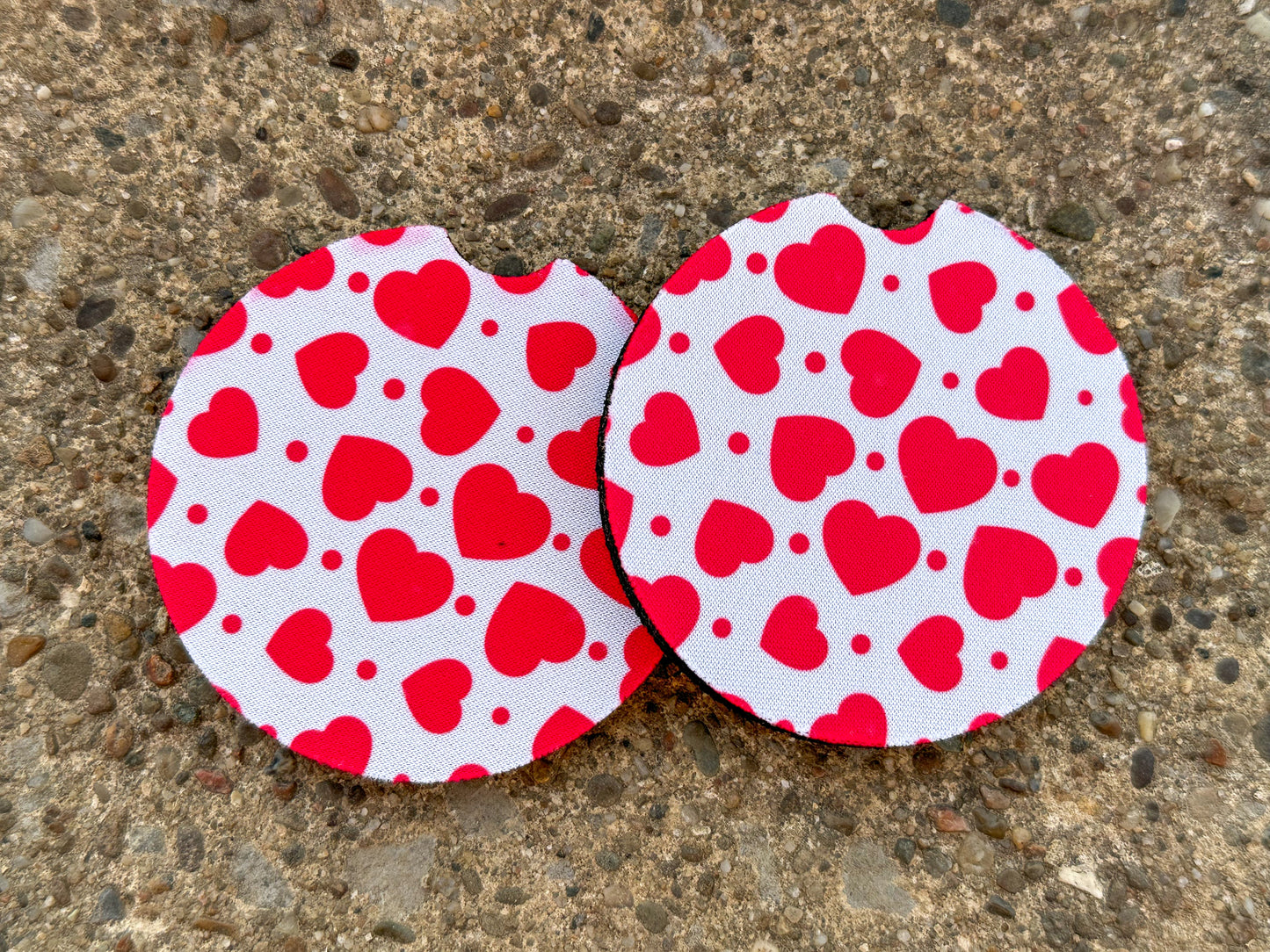 Red Hearts Car Coasters