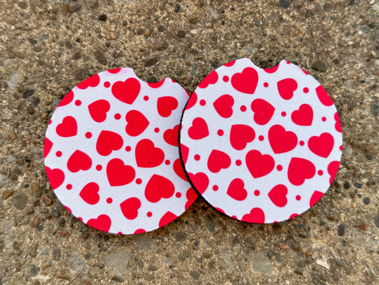 Red Hearts Car Coasters