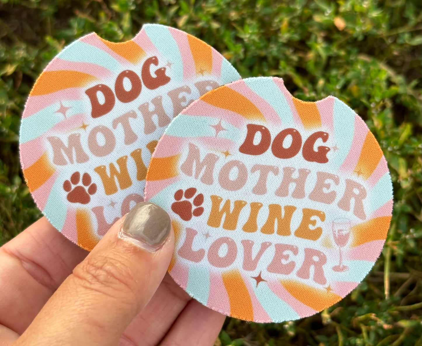 Dog Mother Wine Lover Car Coasters