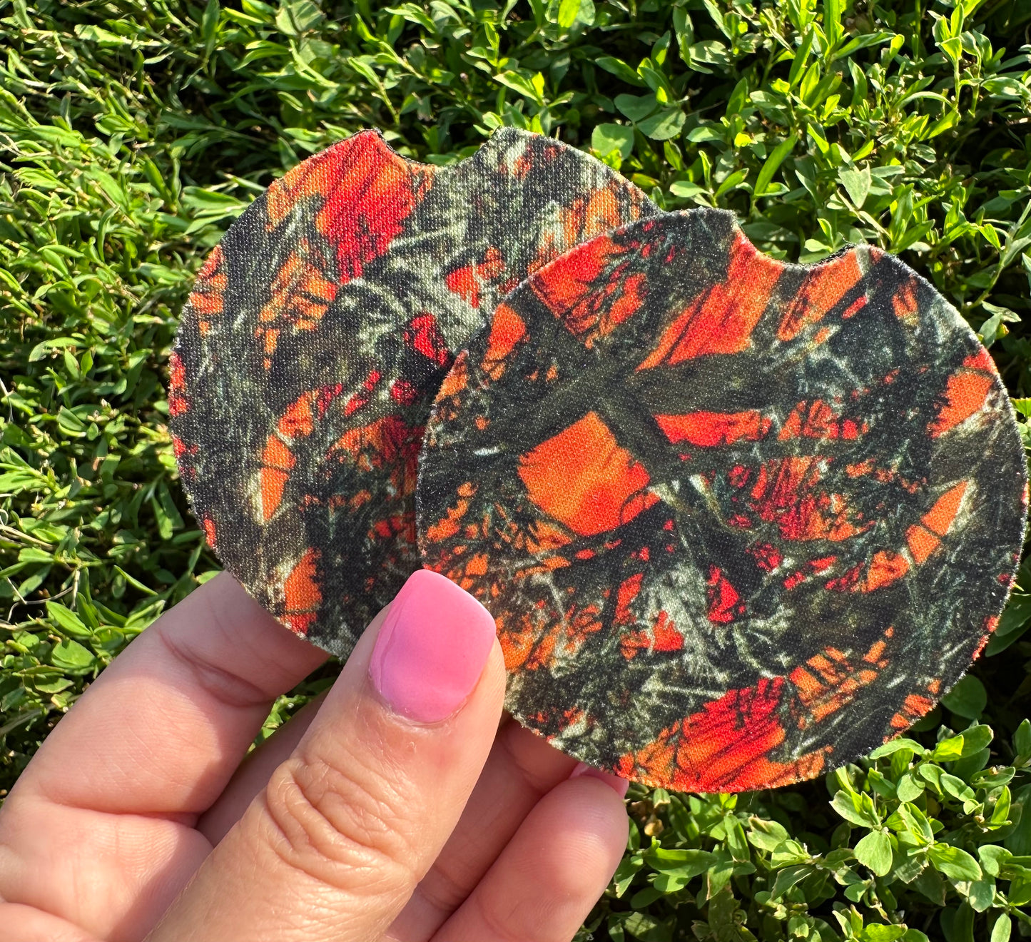 Orange Camo Car Coasters