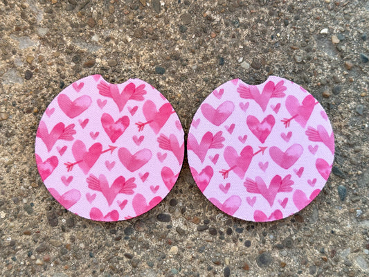 Pink Hearts Car Coasters