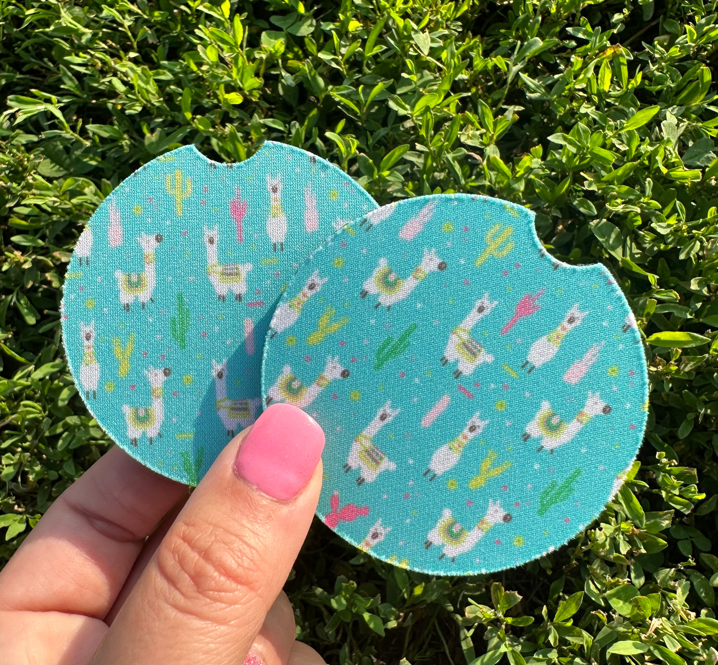 Blue Llama Car Coasters