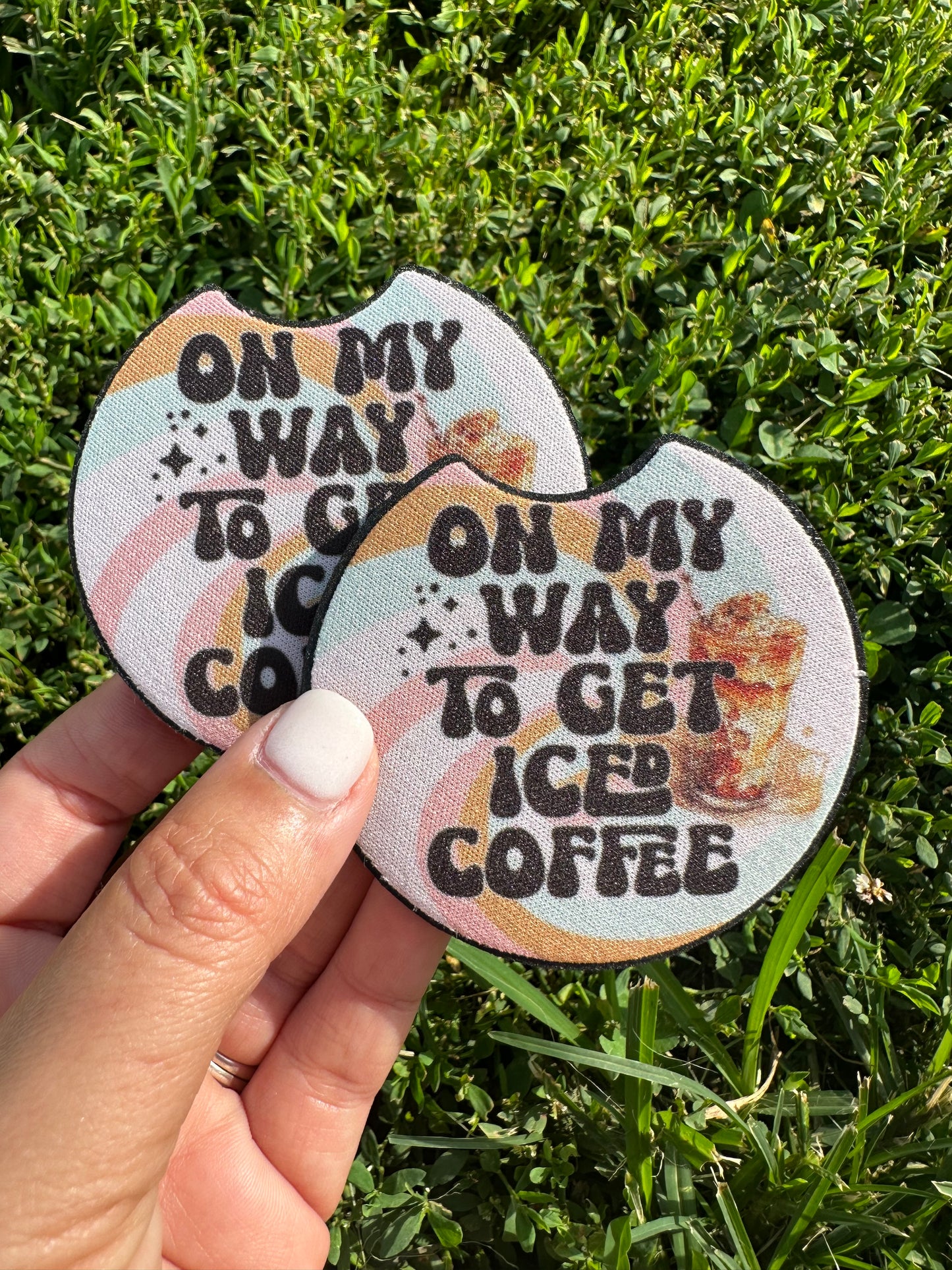 On My Way To Get Iced Coffee Car Coasters