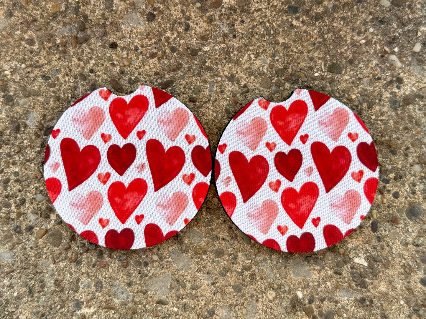 Watercolor Hearts Car Coasters