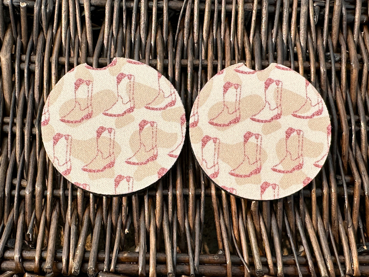 Pink Glitter Boots Car Coasters