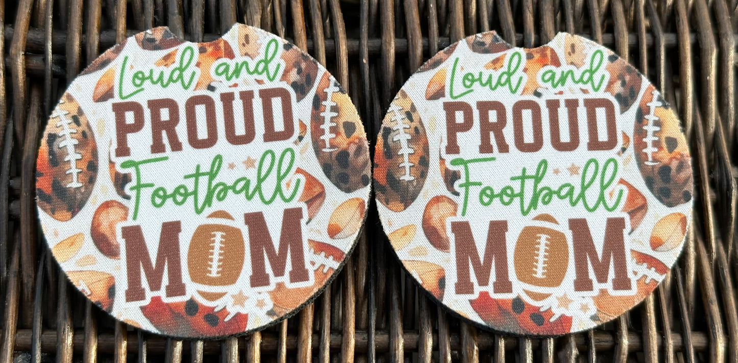 Loud & Proud Football Mom Car Coasters