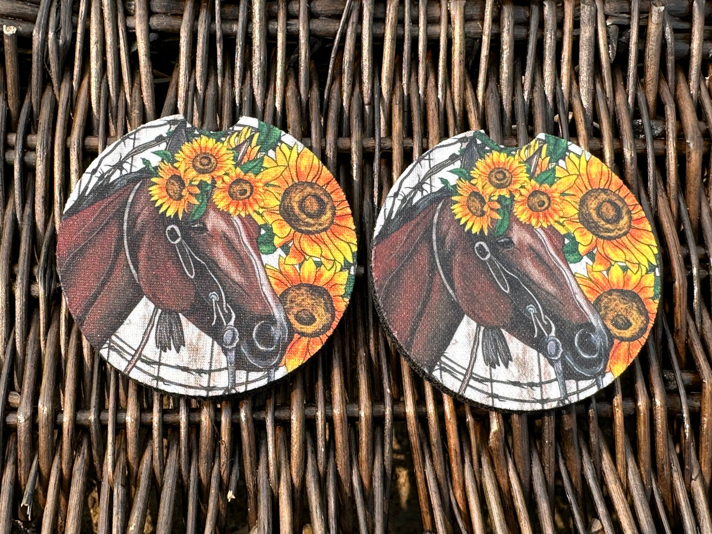 Sunflower Horse Car Coasters