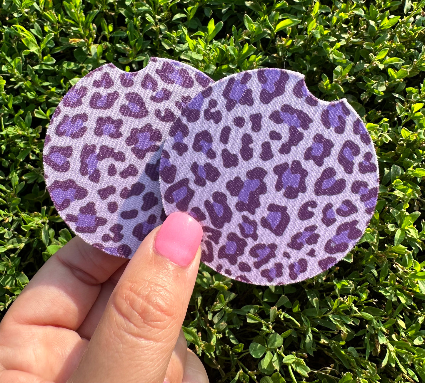 Purple Leopard Car Coasters