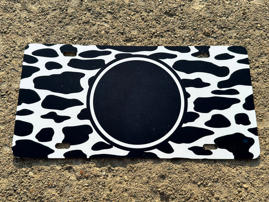 BLANK Cow Print License Plate