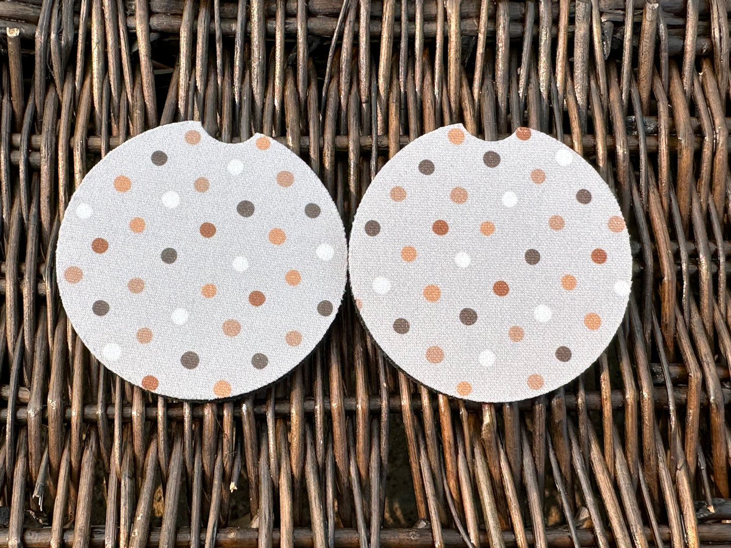 Grey with Polka Dots Car Coasters