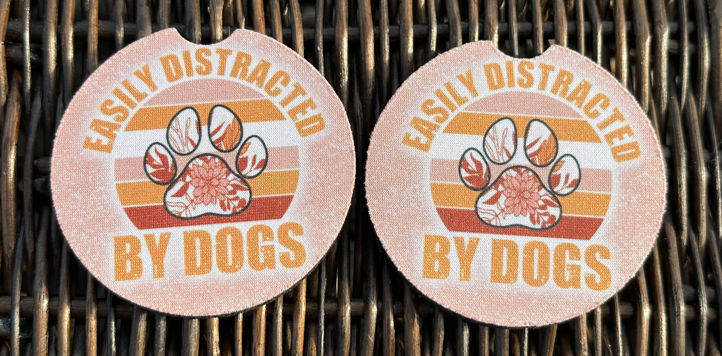 Easily Distracted By Dogs Car Coasters
