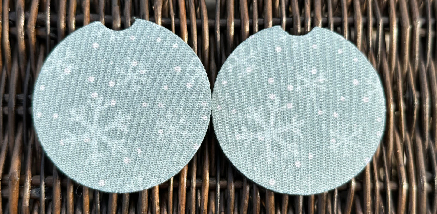 Blue Snowflake Car Coasters
