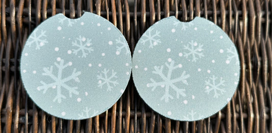 Blue Snowflake Car Coasters