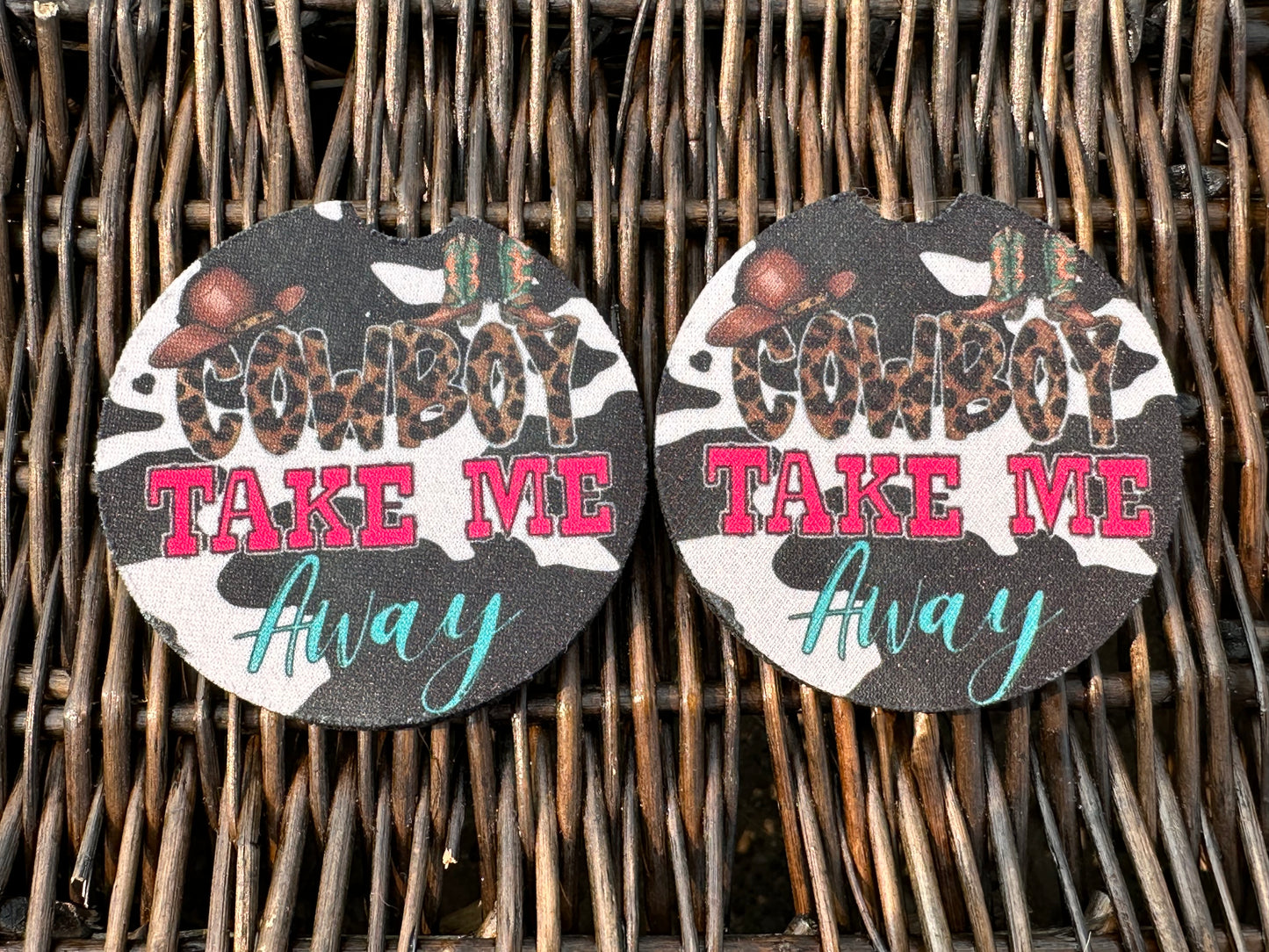 Cowboy Take Me Away Car Coasters