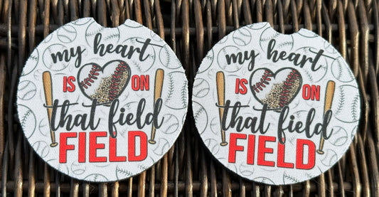 My Heart Is On That Field Car Coasters