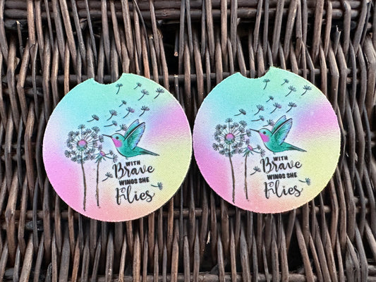 With Brave Wings Car Coasters