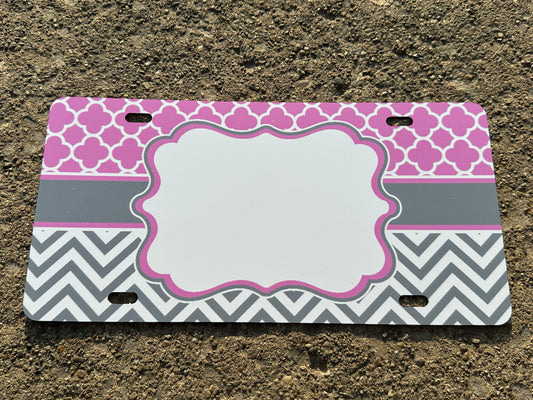 BLANK Pink & Grey License Plate