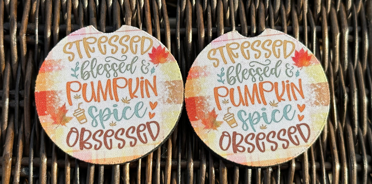 Pumpkin Spice Obsessed Car Coasters