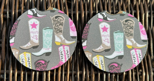 Cowgirl Boot Car Coasters