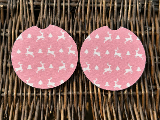 Pink Reindeer Car Coasters