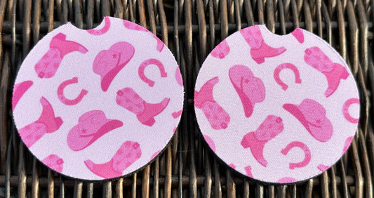 Pink Cowgirl Car Coasters