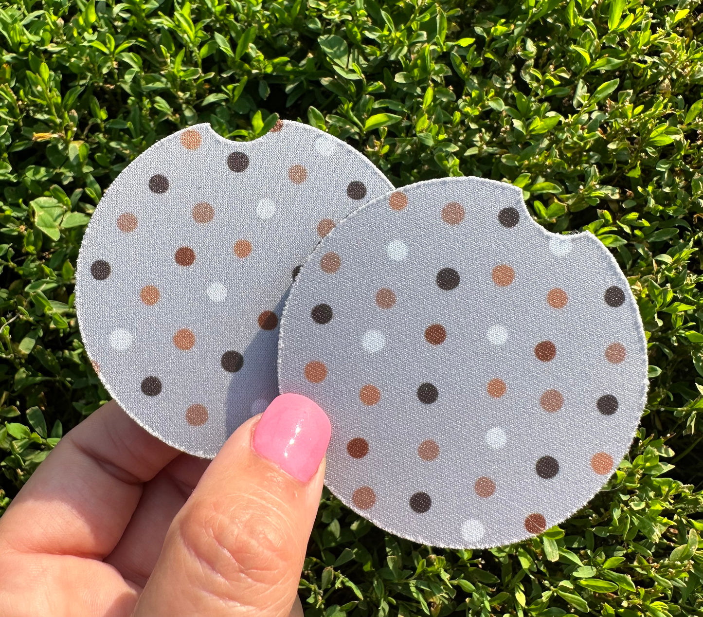 Grey with Polka Dots Car Coasters