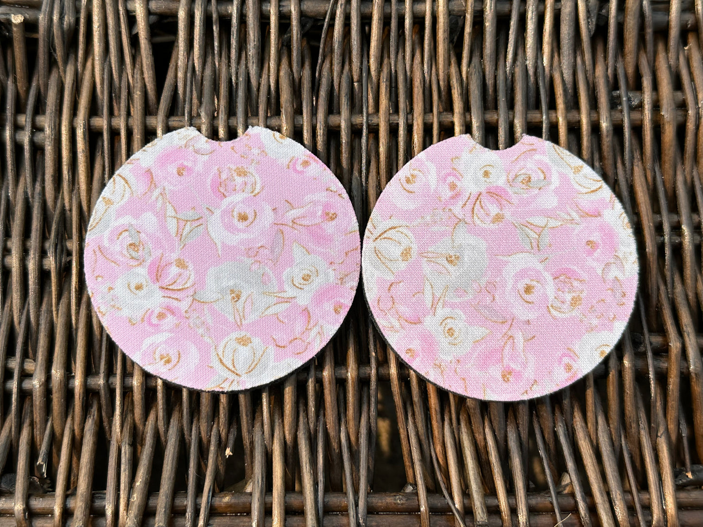 Pink Floral Car Coasters