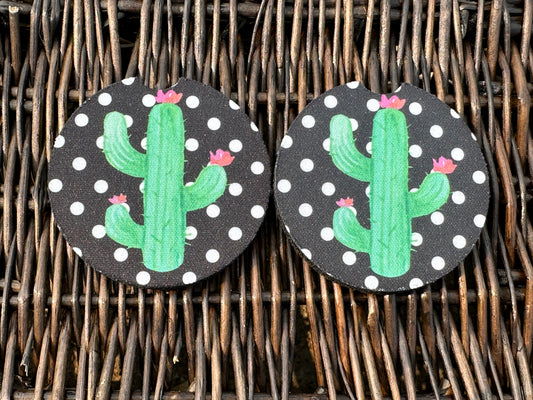 Polka Dot Cactus Car Coasters