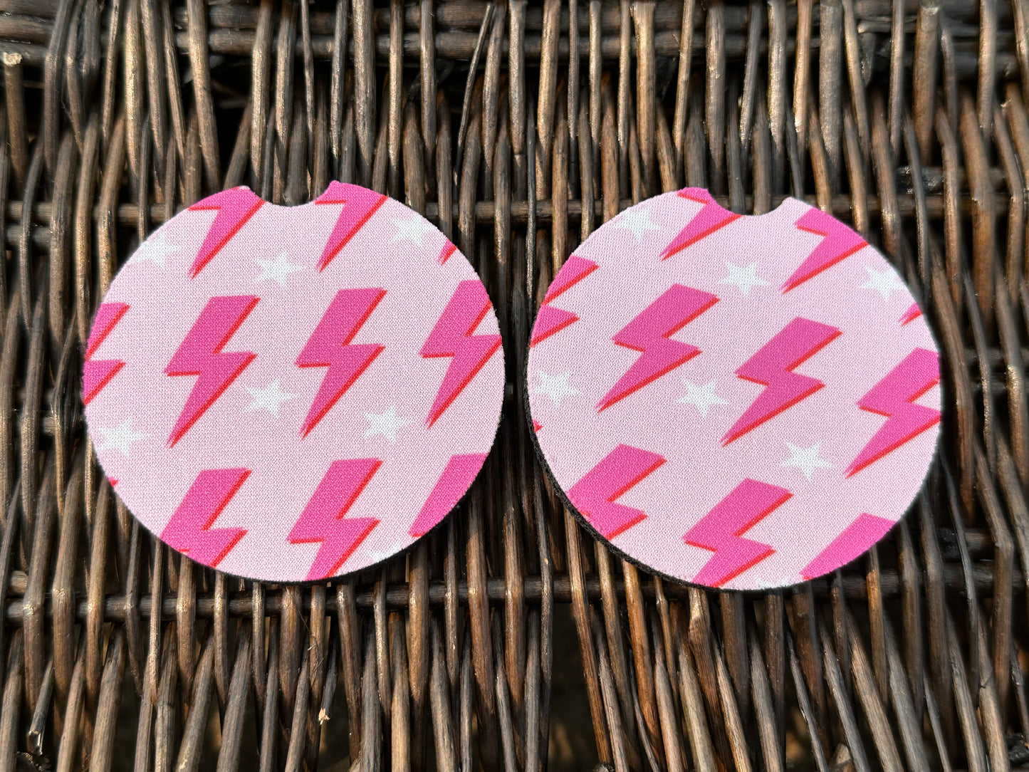 Pink Lightning Car Coasters