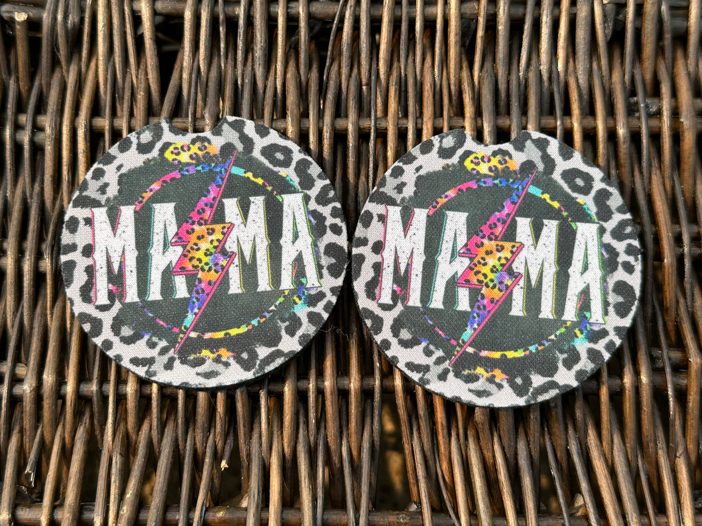 Mama Lightning Bolt Car Coasters