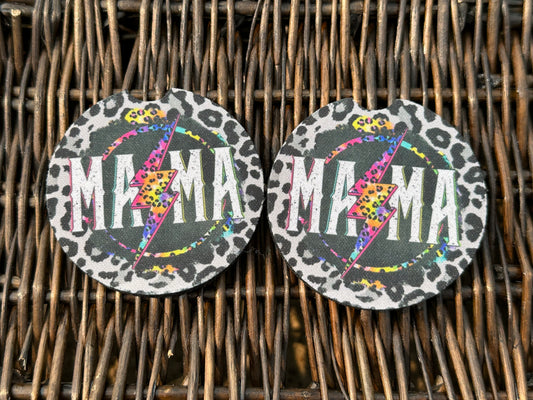 Mama Lightning Bolt Car Coasters