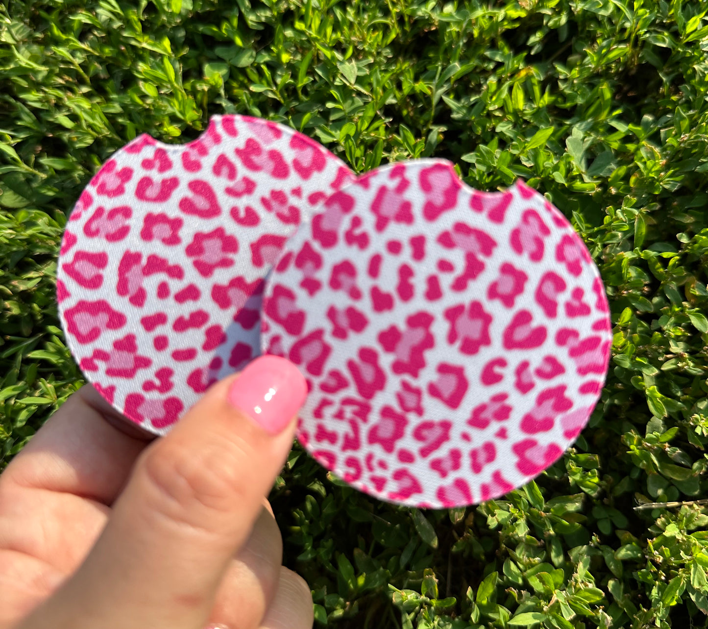 Pink Leopard Car Coasters