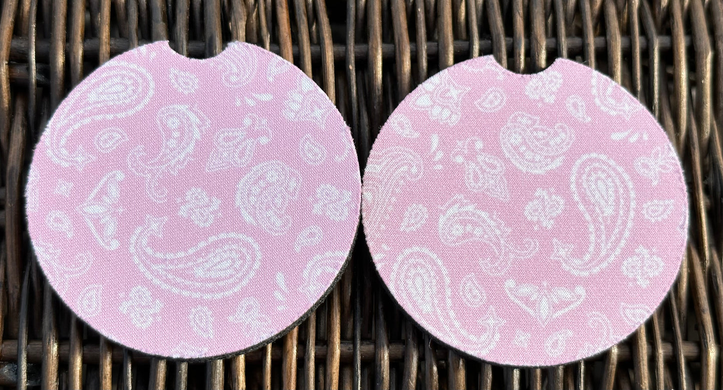 Pink Pasiley Car Coasters