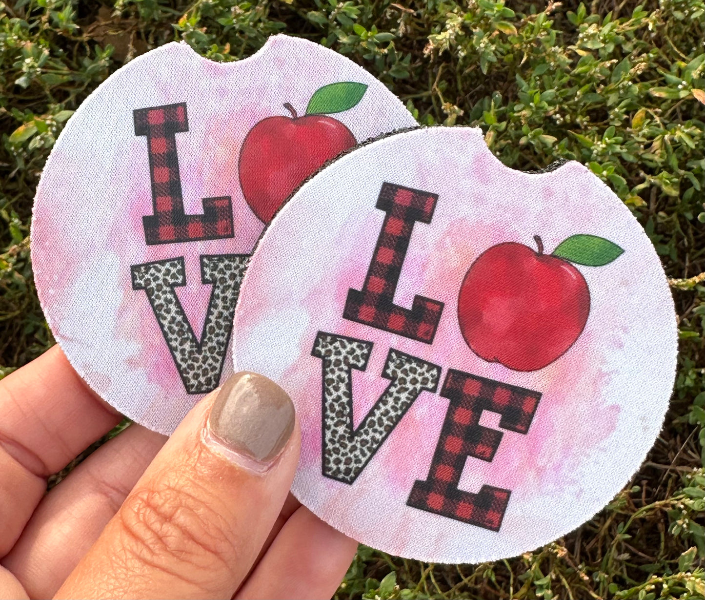 Love Apple Car Coasters