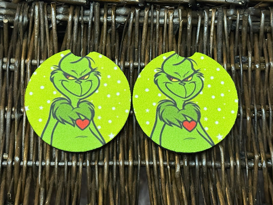 Green Guy Heart Car Coasters